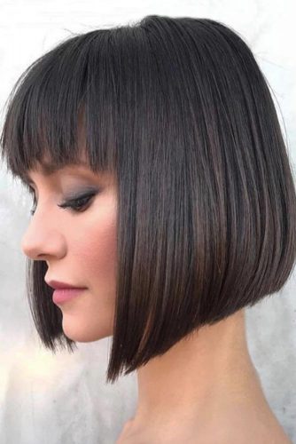 Short A-line Bob With Bang #bobhaircut #invertedbob #bobwithbang