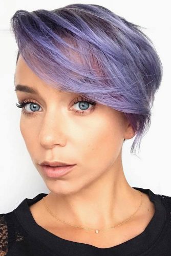 Short Layered Haircut with Purple Balayage