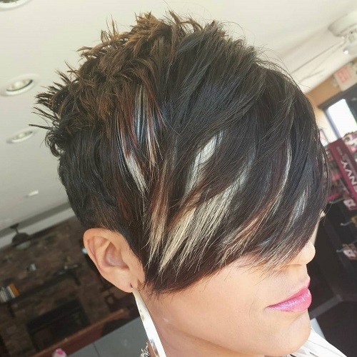 Short Textured Cut With Peekaboo Highlights In Bangs