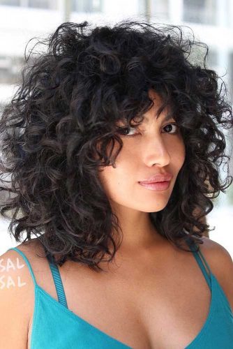 Shoulder Length Curly Hair With Bangs