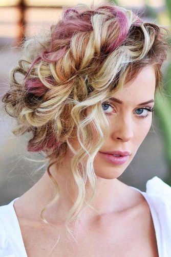 Side Swept Curly Hairstyle #braids #updo