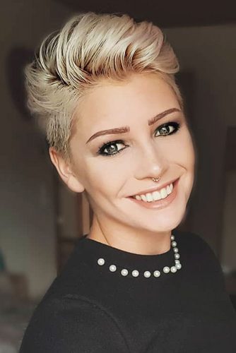 Side Swept Pixie Blonde Color #shorthair #shorthairstyles #pixiehaircut #pixiehairstyles #blondehair