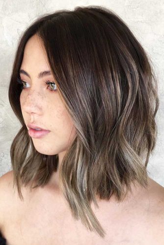 Silver and White Highlighted Hair Bob #brunette #highlights #bob