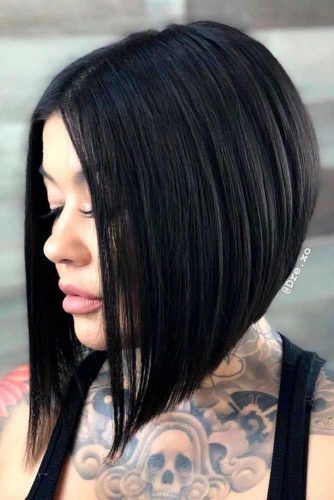 Sleek Brunette A-line Bob #brunettehair #angelbob