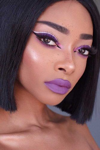  Soft Purple Lipstick With Black And White Eyeliner #blackwhiteeyeliner #mattelips