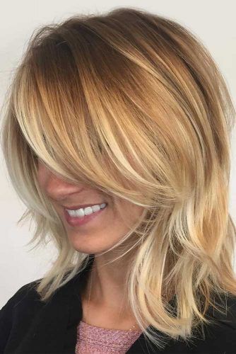 Straight Shoulder Length Layered Haircuts With Bangs #shoulderlengthhair #layeredhaircuts #mediumhair #haircuts