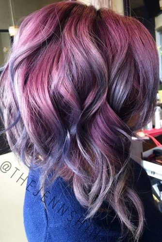 Violet Angled Lob With Bangs #longbob #bobhaircut #haircuts #bangs #angledbob