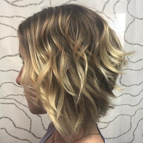 Wavy Blonde Balayage Bob