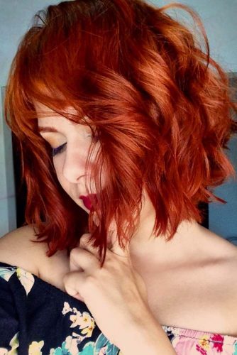 Wavy Bob Hairstyles Auburn Color