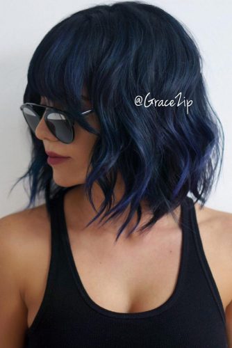 Wavy Bob Hairstyles with Flirty Fringe