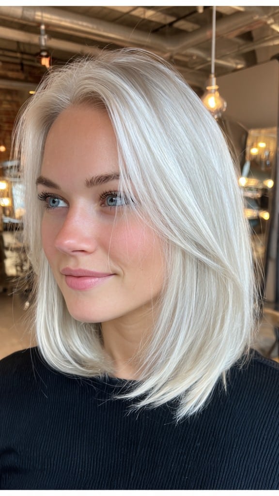 Icy Platinum Long Bob Hair