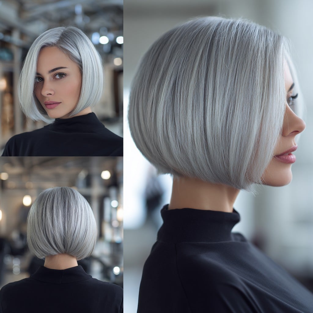 Silver Frost Stacked Bob Hair