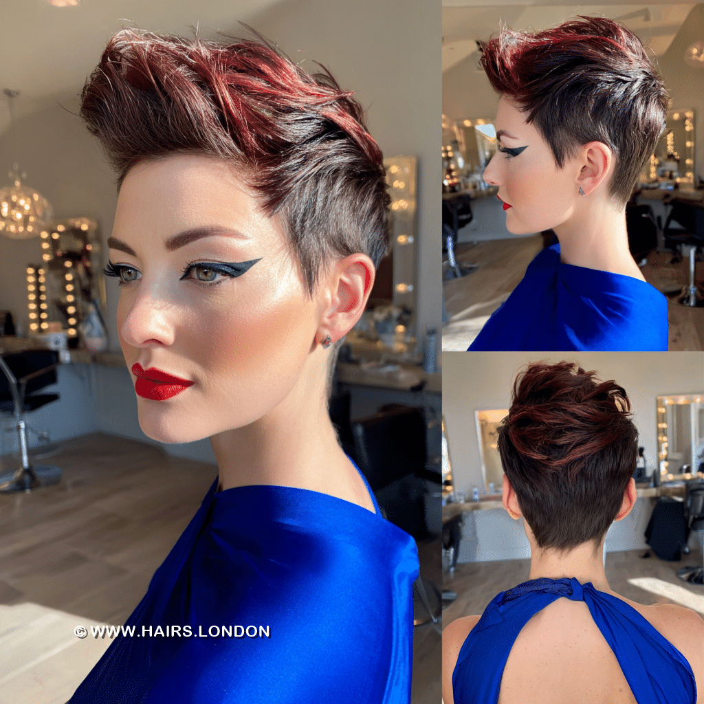 Deep Burgundy Crimson Pixie Hair