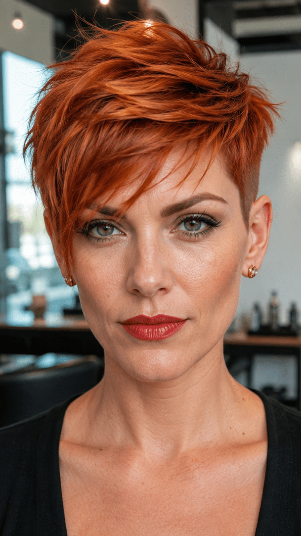 Fiery Copper Pixie Hair