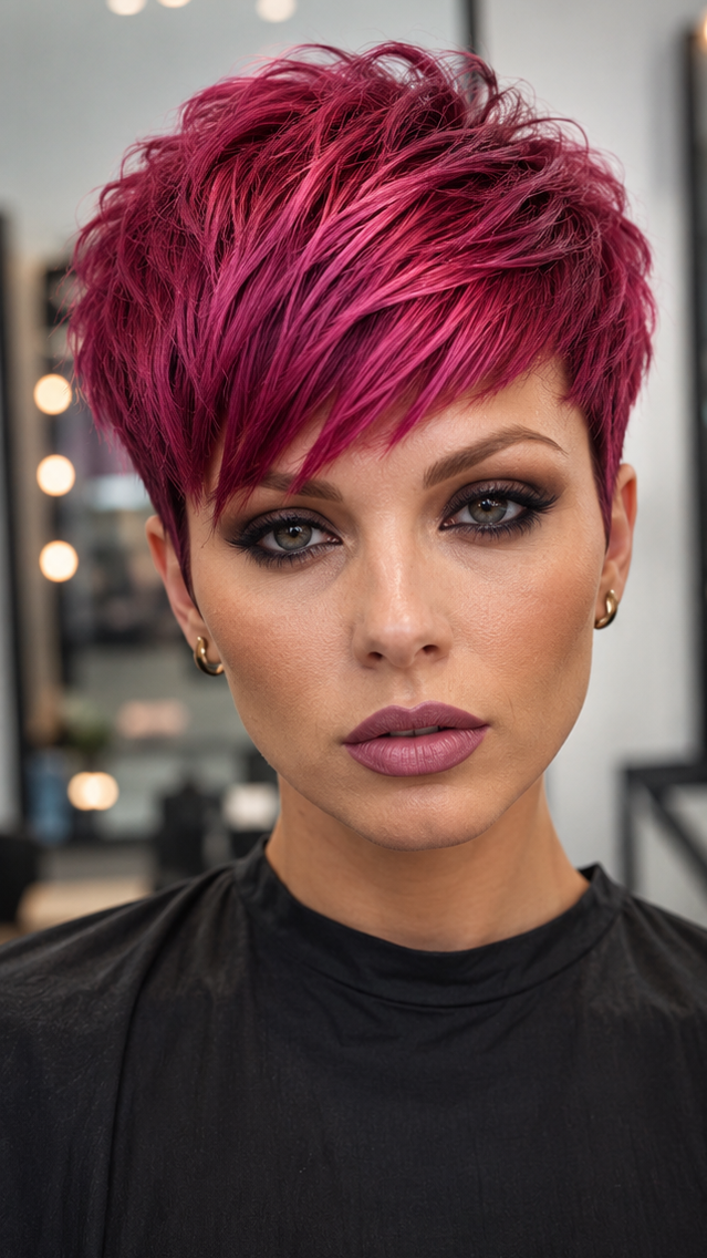 Vibrant Raspberry Fuchsia Hair
