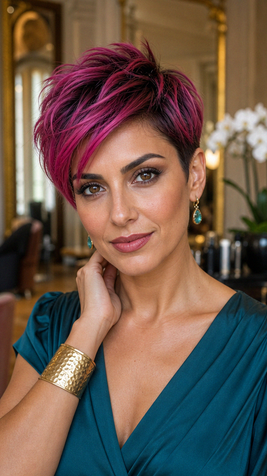 64 New Pixie Haircut Ideas 2026 Electric Raspberry Magenta Hair
