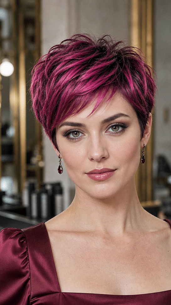 64 New Pixie Haircut Ideas 2026 Raspberry Merlot Magenta Hair