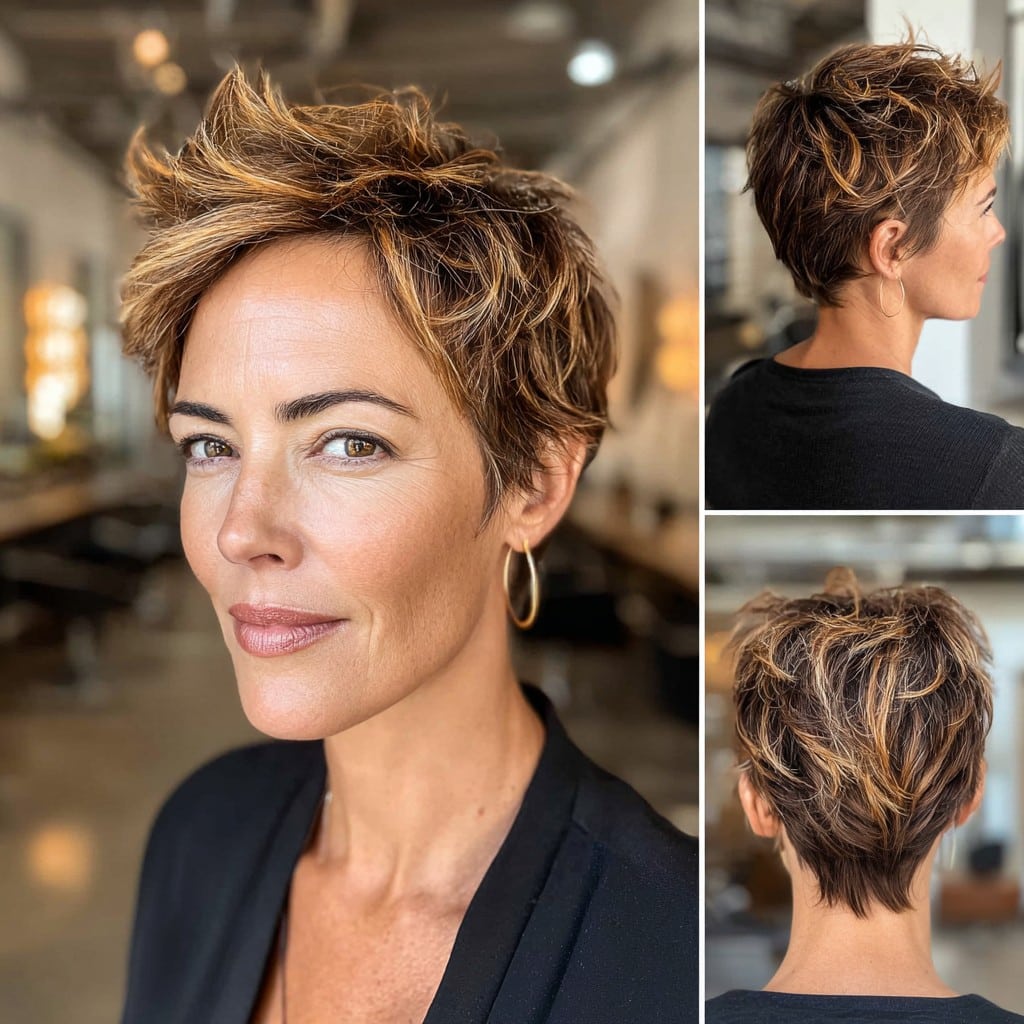 Caramel Mocha Pixie Hair