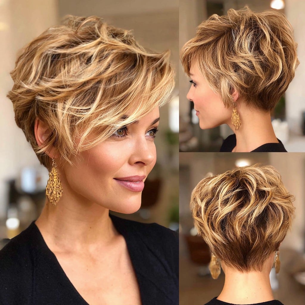Textured Honey Blonde Pixie Hair