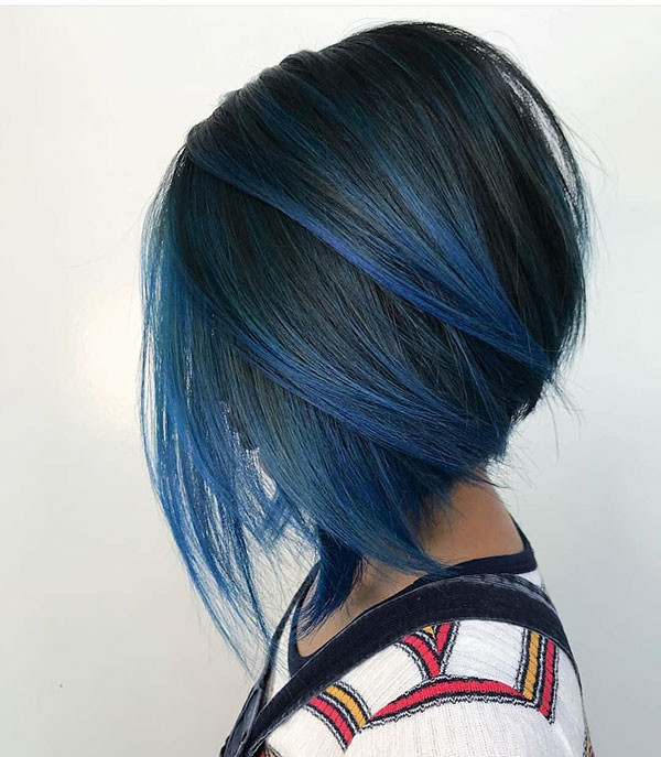 Bob-Hairstyle-with-Blue-Highlights Best New Bob Hairstyles 2019 