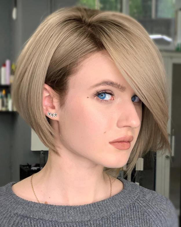 Asymmetrical Chin-Length Layered Bob