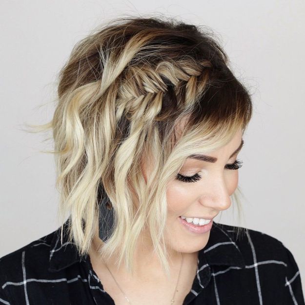 Braided Half Updo For Chin Length Hair