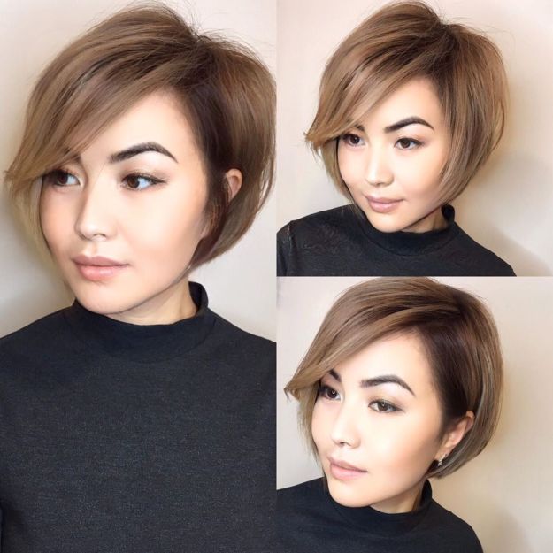 Short Wispy Bob For A Round Face