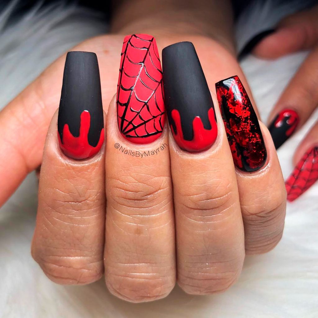 Amazing Black, Bloody & Spiderweb Halloween Nails!