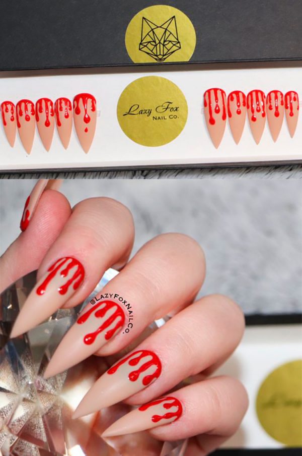 Amazing bloody Halloween press on nails!