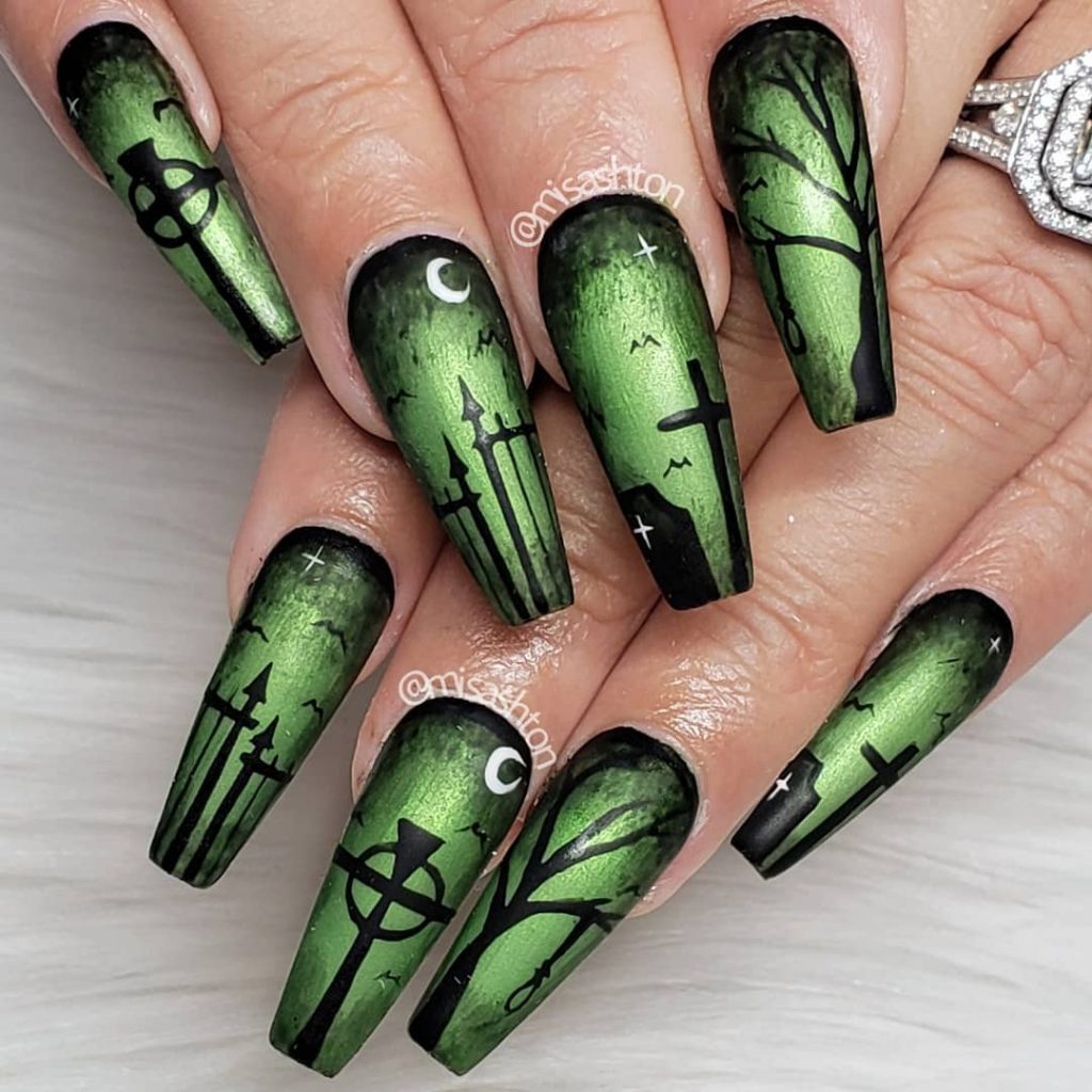 Amazing Long Coffin Shaped Halloween Nail