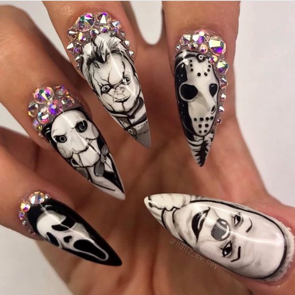 Amazing Serial Killers Halloween Press On Nails