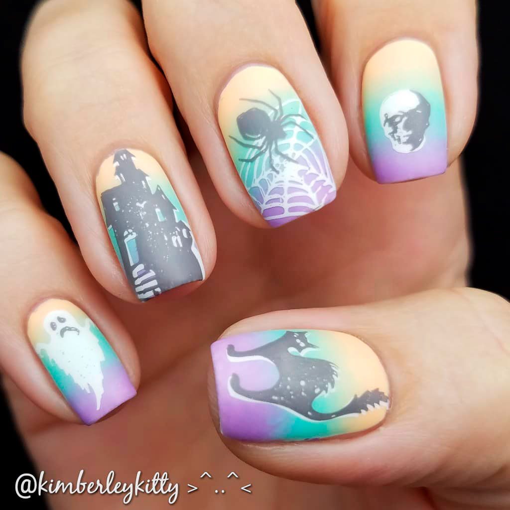 Creepy Pastel Halloween Acrylic Nails!