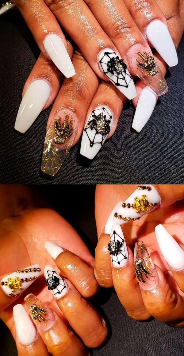 Creepy spider web Halloween coffin shaped nails!