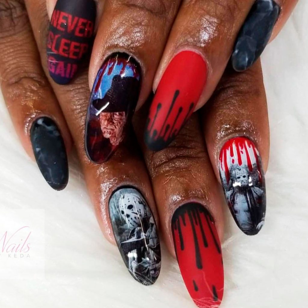 Freddy vs Jason Halloween Press on Nails!