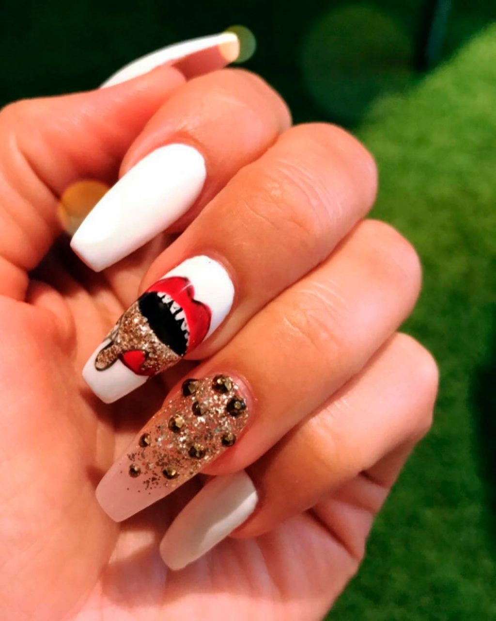 Nice White Halloween Press On Nails