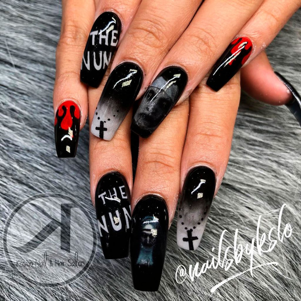 Scary Long Coffin Shaped Halloween Nail