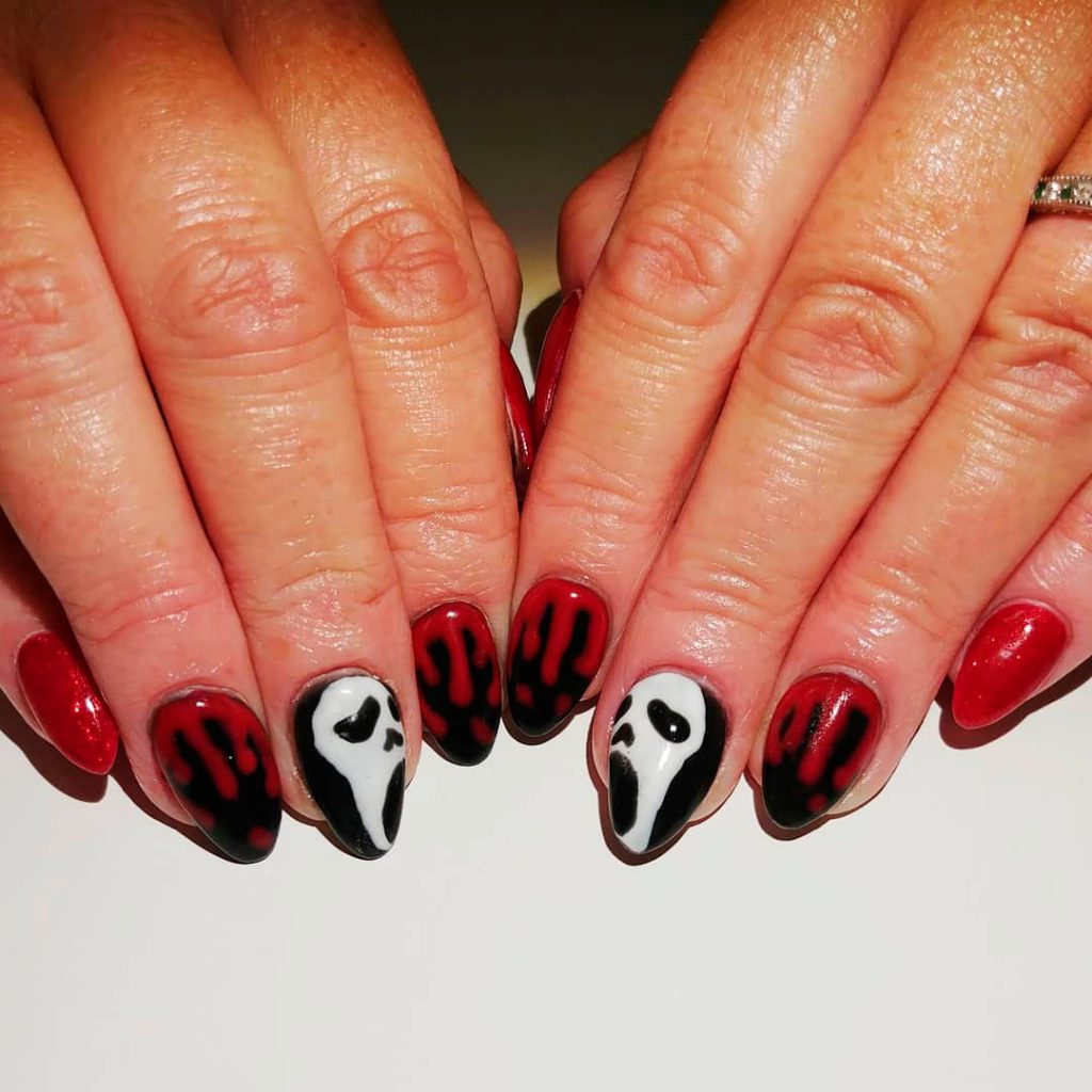 Short Almond Shaped Halloween Acrylic Nails