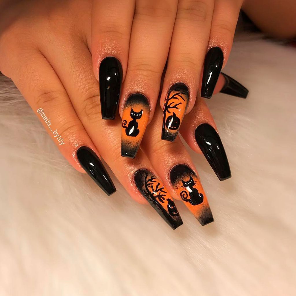 So Beautiful Coffin Shaped Halloween Nails