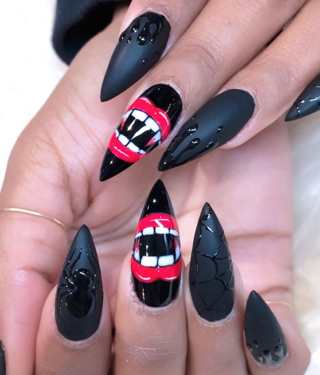 Spooky Black Spiderweb Halloween Press On Nails