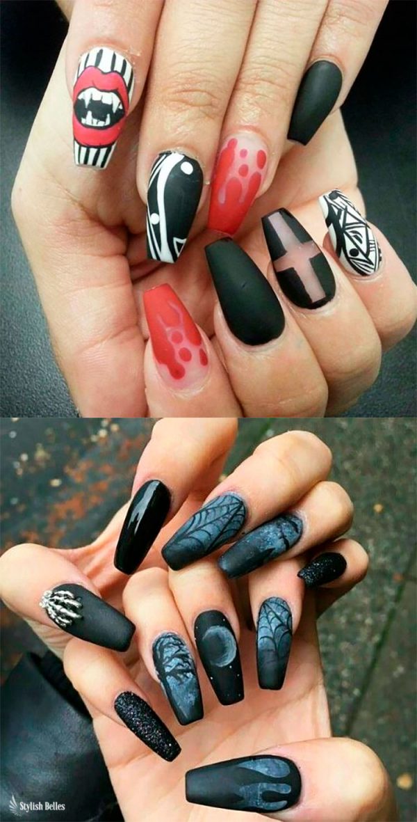 Spooky Vampire & Black Halloween Nails!
