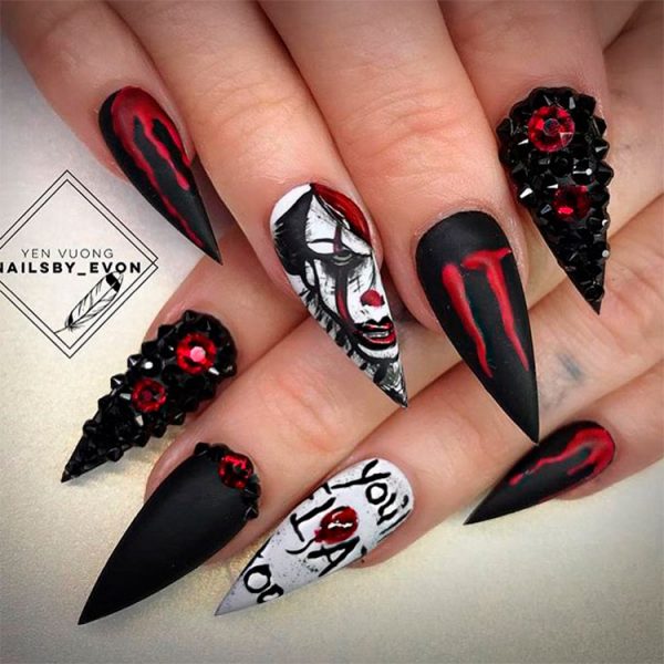 Vampire Halloween Stiletto Nails