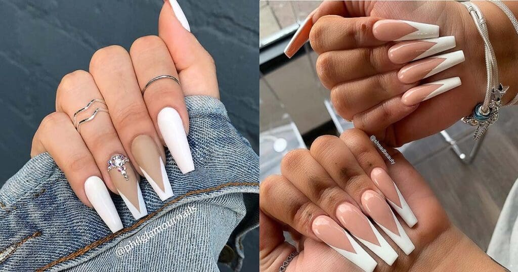 1. French Tip Coffin Nails - wide 5