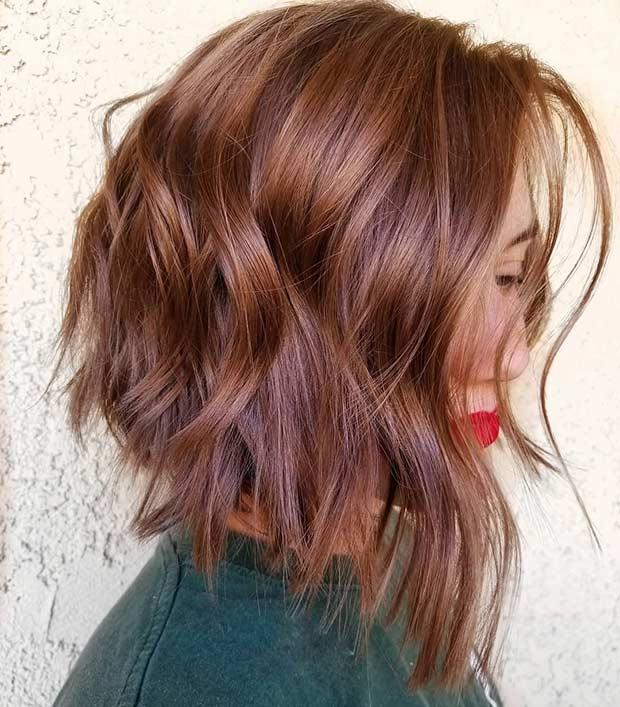 Coppery Layered Bob Cut