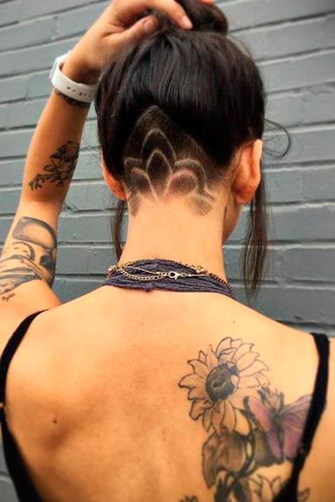 Hidden Undercut With Nape Design #longhairstyles #darkhair