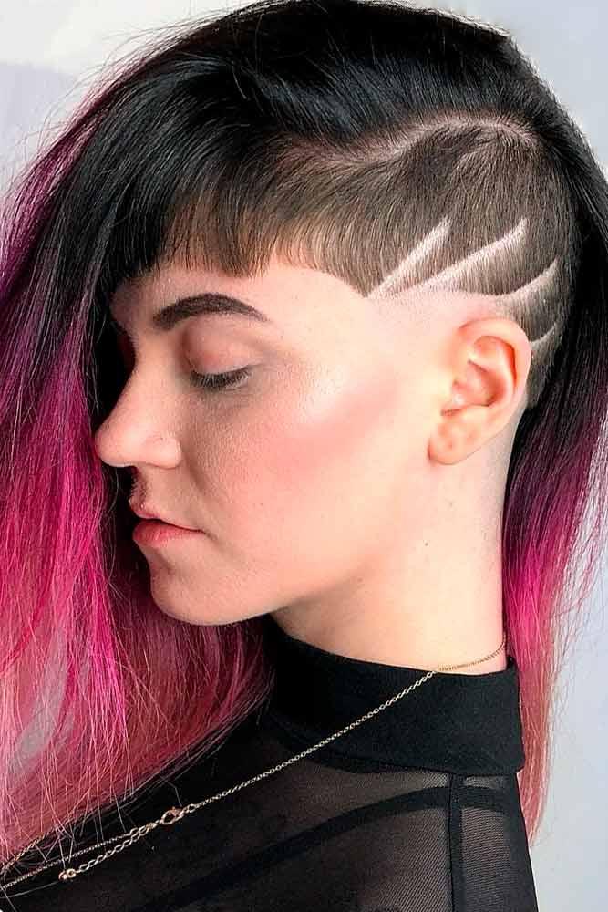 Long Hair Undercut #colorfulhair #ombrehair