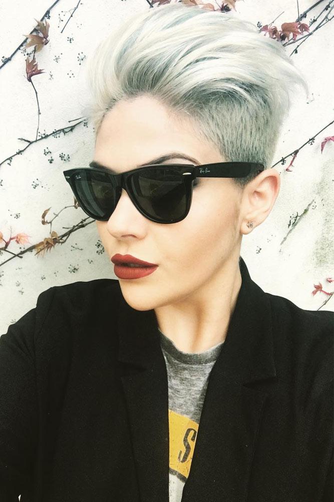 Platinum Swept-Back Undercut #shorthaircut #pixiehair