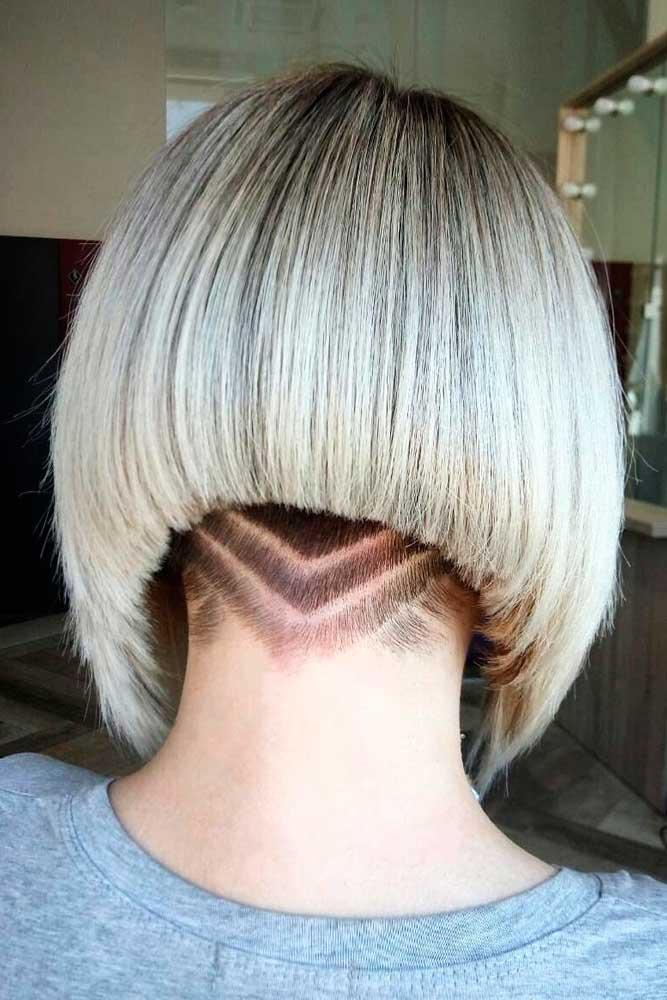 Stacked And Shaved Haircut #shavedhair #bobhaircut