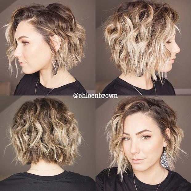 Textured and Wavy Layered Bob