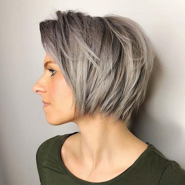 Trendy Short Grey Bob Cut