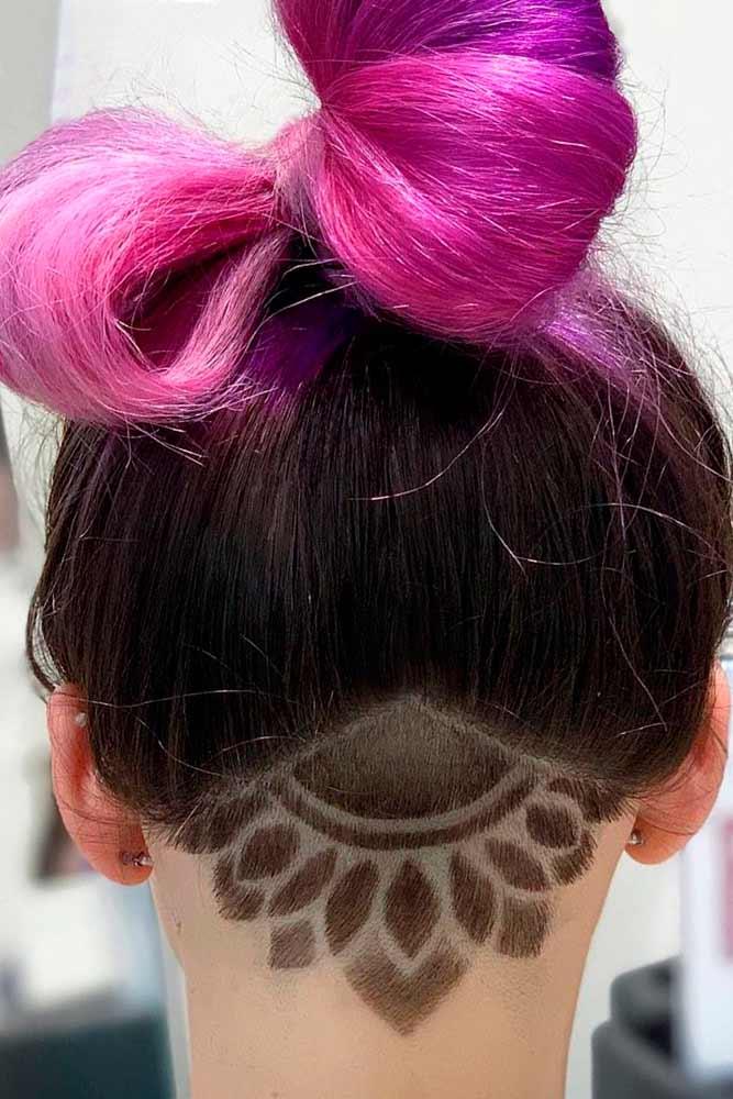 Updo Undercut + Shaved Tattoo #updohair #hairtatoo